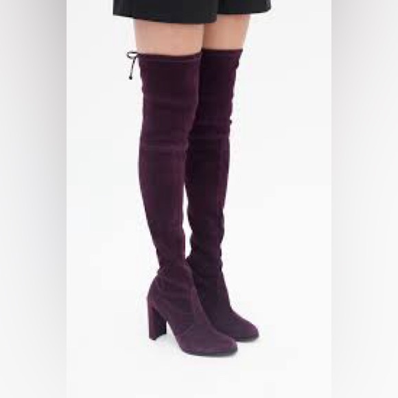 Stuart Weitzman Purple Burgundy Suede Thigh High Boots